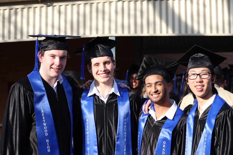 Male students at Yr 12 Graduation