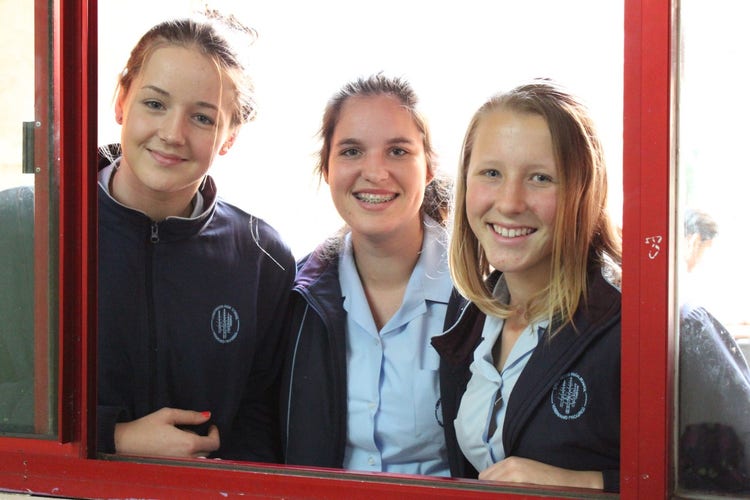 Technology students smiling